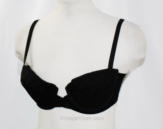 1960s Black Bra - Bond Girl Sexy Pin-Up - 36A Dem… - image 2