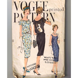 ca. 1958 Dress Pattern - Sacque Style Blouson Top & 1950s Fitted Sheath Dress - 1920s Flapper Inspiration - Marilyn Likes It Hot - Bust 34