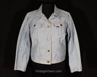 Vintage Denim Jacket - Early 1970s Sky Blue Ladies Jean Jacket - 70s Woodstock Era Hippie Chic by Lee - Pristine - Medium - Bust 38