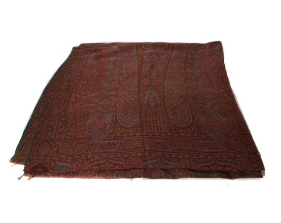 XL Victorian Paisley Shawl - Antique Wool Kashmir… - image 10