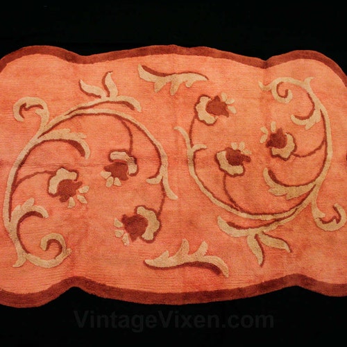 Large 4 X 6 Foot Chenille Area Rug Pink & Mauve Flourishes Etsy
