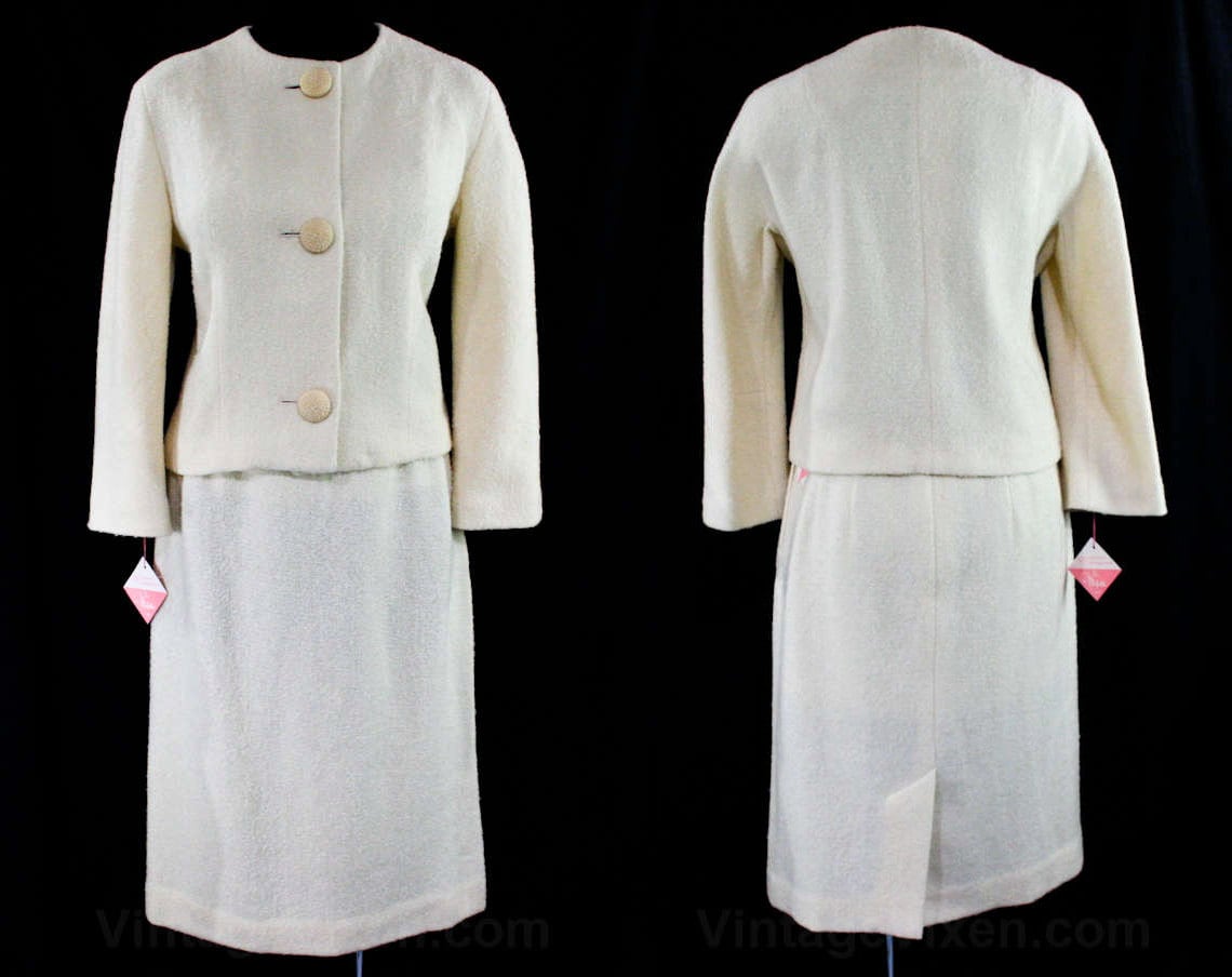 1960s White Suit Boucle Wool 60s Office Business Wear -  Norway