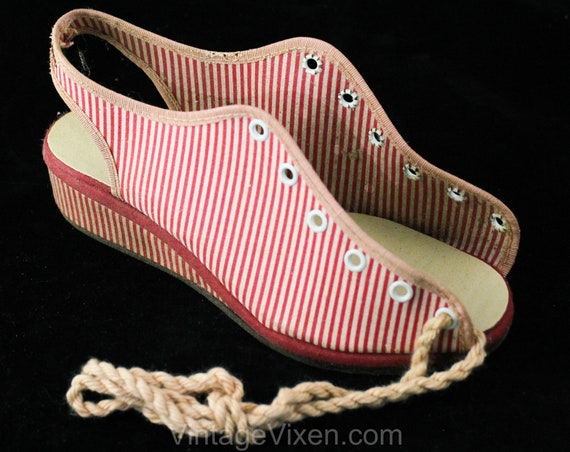 Girl's Size 13 Shoes - Summer 1940s Girls Red Str… - image 6