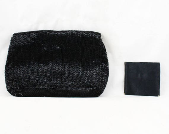 1930s Evening Bag - Hand Beaded Black Formal Purs… - image 3