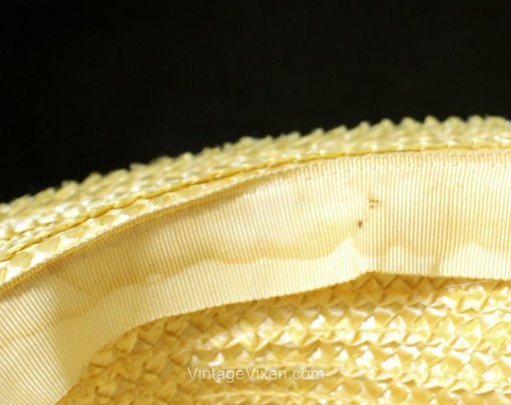 1960s Yellow Breton Hat from I. Magnin - Wide Sum… - image 8