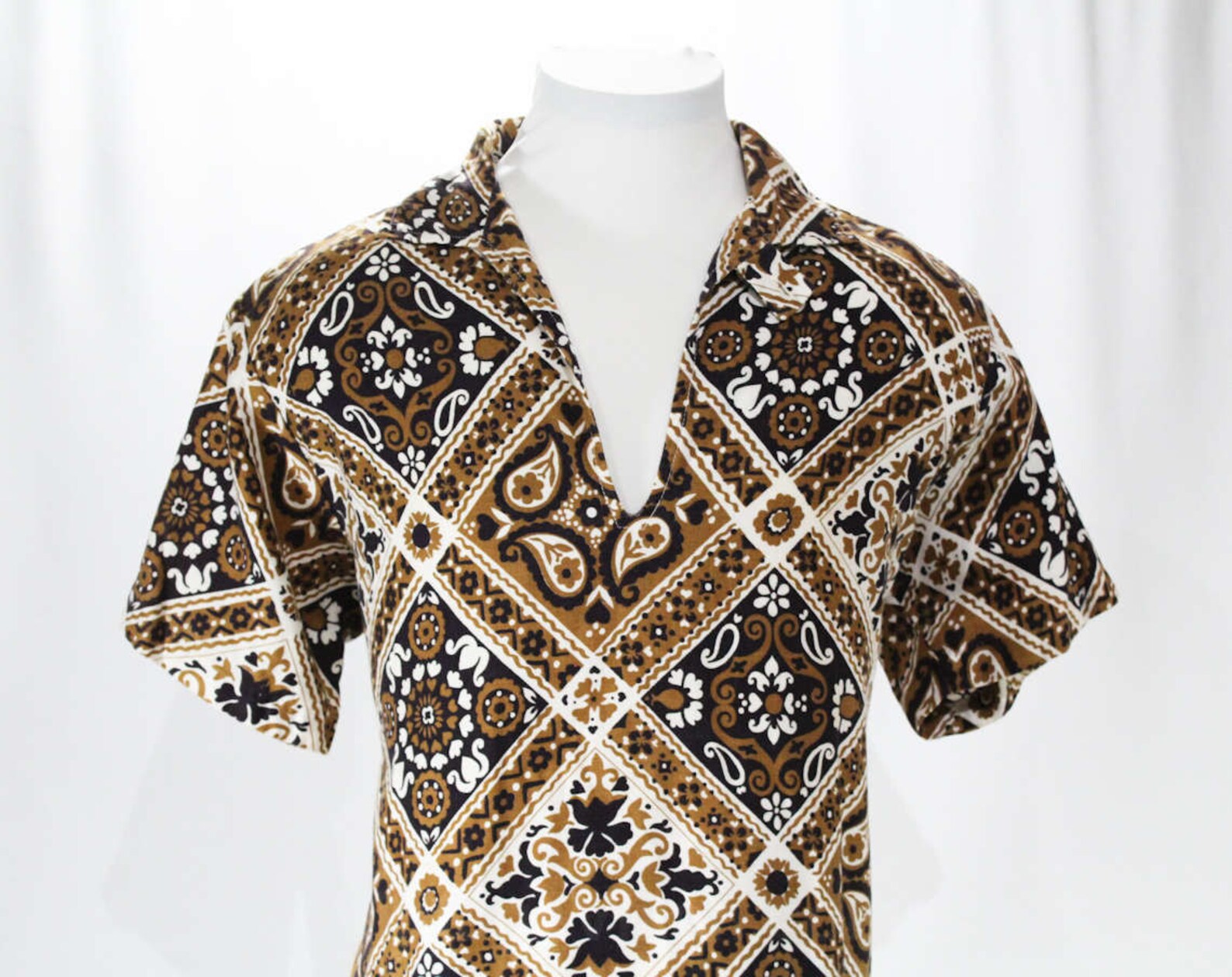 Size 10 Paisley Shirt 1960s Tomboy Chic Tailored Brown & - Etsy