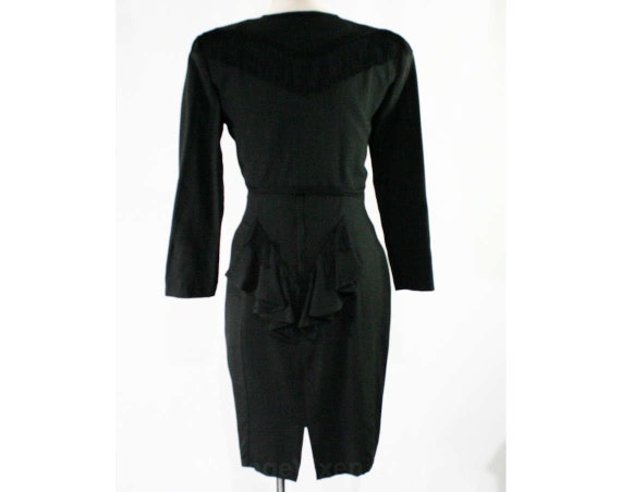 1990s Black Dress - 1940s Inspired Strappy Cockta… - image 3