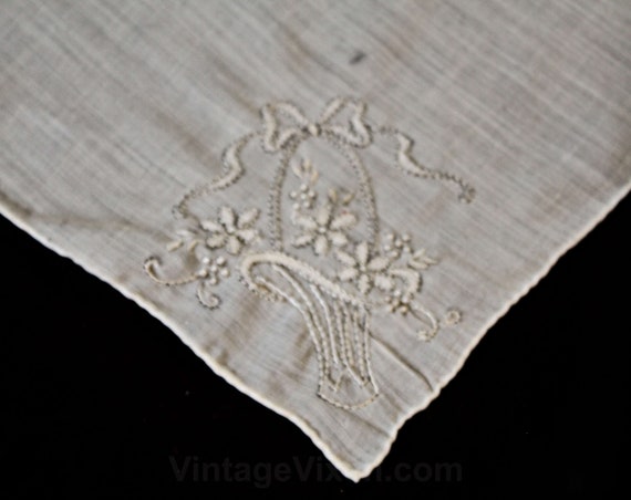 Embroidered 40s Handkerchief - Sheer Fine White C… - image 4