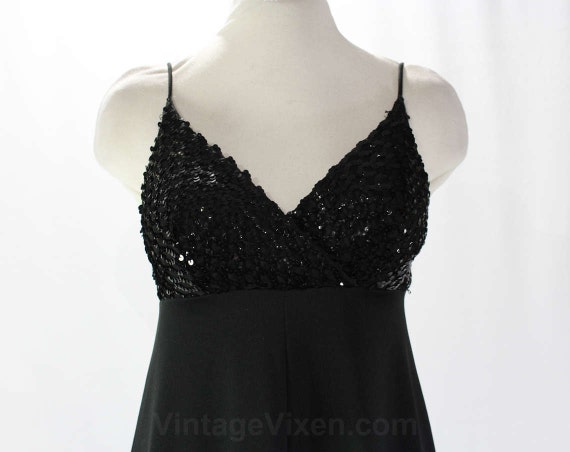 1970s Black Dress - Strappy & Sexy Maxi Dress wit… - image 2