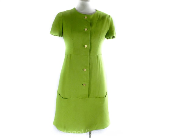 Size 2 Avocado Green Dress - Faux Linen Tailored 6
