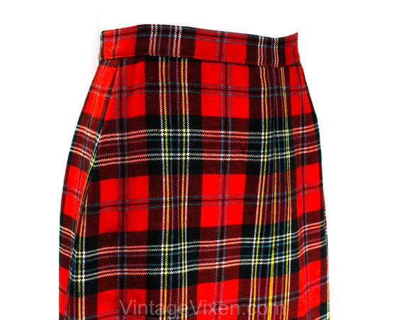 Size 8 Red Plaid Skirt - 1950s Scottish Tartan Wo… - image 3