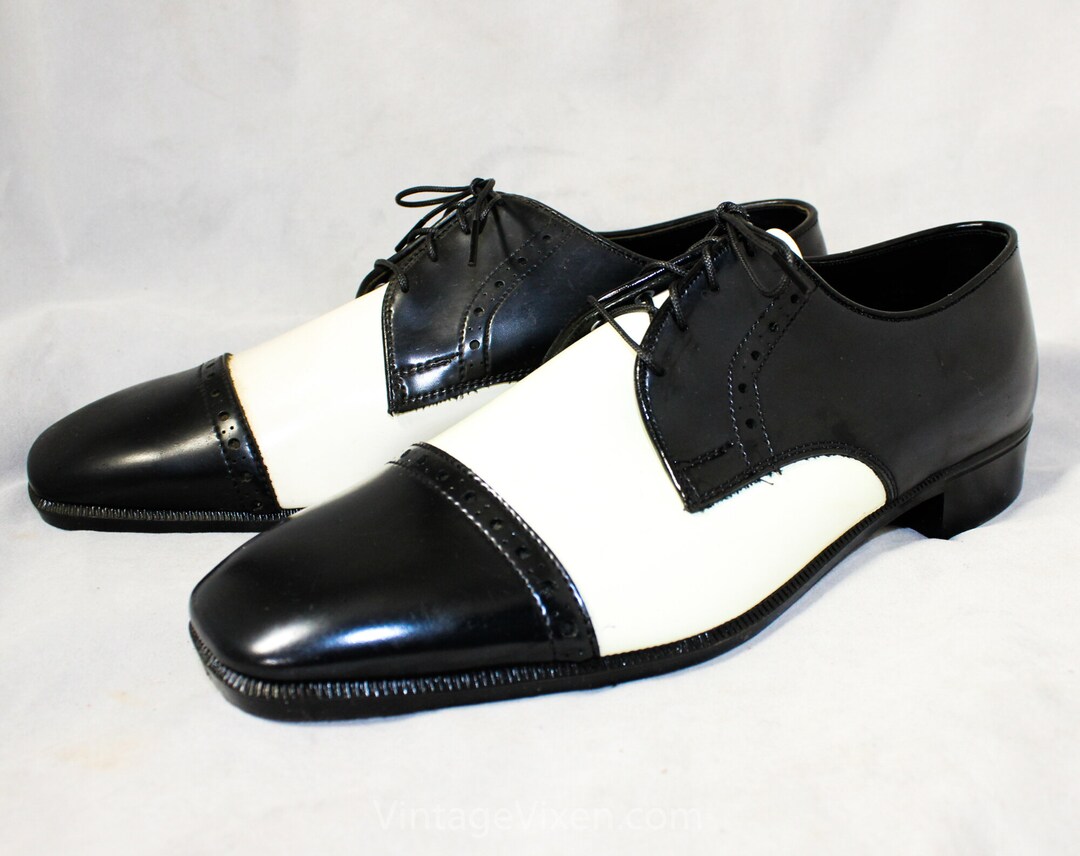 Size 9 Men's Oxford Shoes Black & White 1960s Mens Dress - Etsy