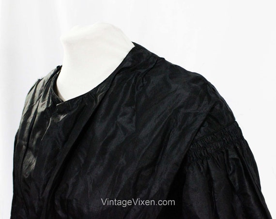 1840s Victorian Dress - Exceptional Black Silk Ru… - image 4