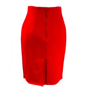Size 6 Red Fitted Skirt 1980s Sexy Chic Wool Classic Fall Winter Career Clothes Pegged Waist 80s 90s Gorgeous Scarlet Hue Waist 25.5 image 7
