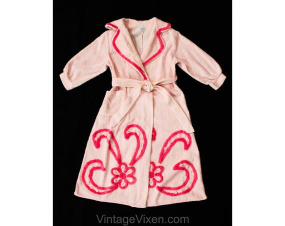 Girl's 4T 1950s Pink Chenille Robe - Child's 50s T