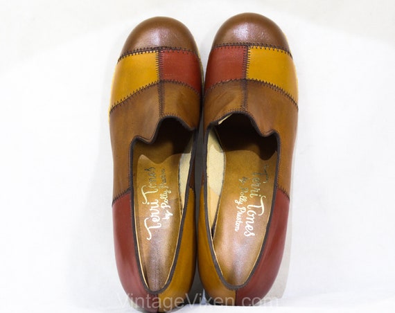 Size 7.5 1970s Platform Shoes - Rust Gold & Brown… - image 5