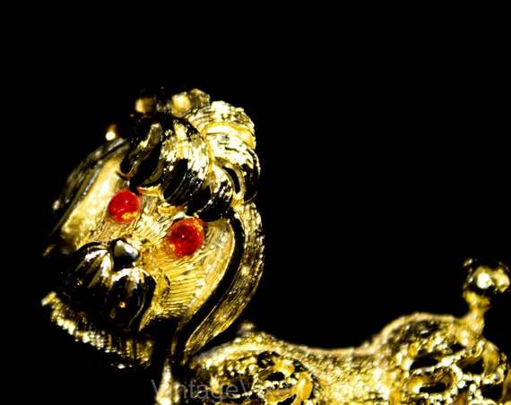 Nodding Poodle 1950s Brooch - Cute Gold Hued Frou… - image 2