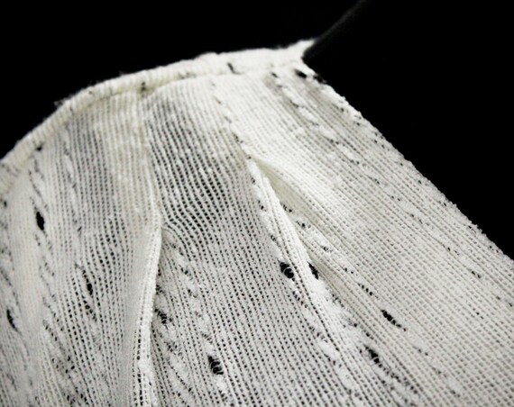 Large Boho Dress - 1970s 80s White & Black Openwo… - image 3
