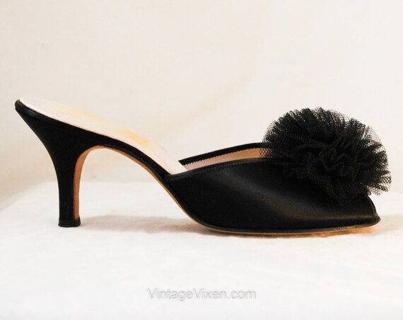 Size 6 Boudoir Heels 1950s Glamour Girl Black Satin Bedroom - Etsy Ireland