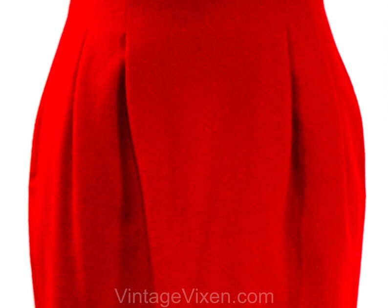 Size 6 Red Fitted Skirt 1980s Sexy Chic Wool Classic Fall Winter Career Clothes Pegged Waist 80s 90s Gorgeous Scarlet Hue Waist 25.5 image 3