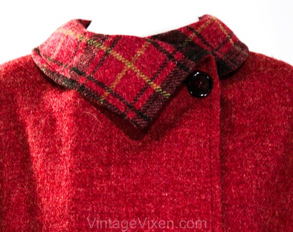 Size 6 Raspberry Wool Cape & Skirt Suit - 1950s 6… - image 3