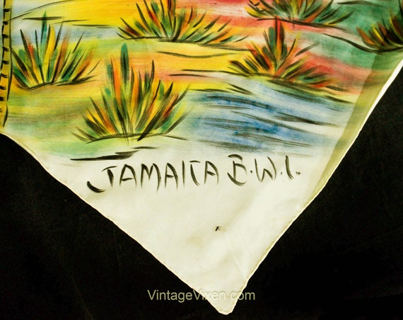 1940s Rayon Scarf - Jamaica British West Indies S… - image 8