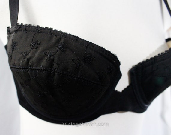 1960s Black Bra - Bond Girl Sexy Pin-Up - 36A Dem… - image 3