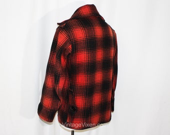Men's 1940s Jacket Red Plaid Long Sleeve Lumberjack Winter