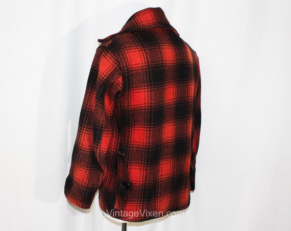 Men's 1940s Jacket - Red Plaid Long Sleeve Lumber… - image 9