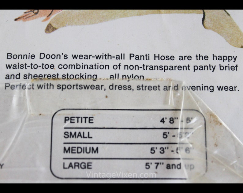 1960s Pale Beige Pantyhose Made In Italy for Bonnie Doon Small 60s Seamless Sheer Nylon Panti Stockings Original Pkg NIP Deadstock image 4