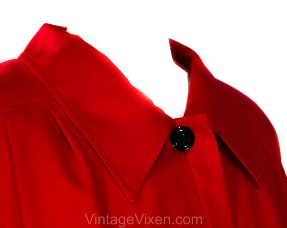 Size 12 Valentino Dress - Red Wool Challis 80s De… - image 4