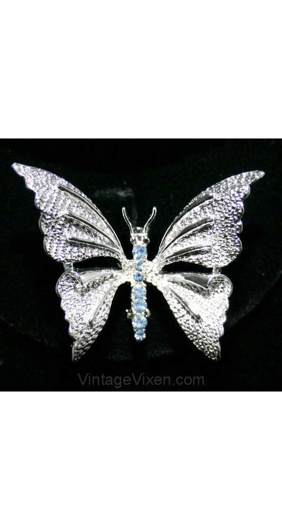 Ice Blue & Silver Butterfly 1950s Pin - Novelty I… - image 1