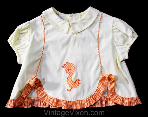 1950s Baby's Summer Dress - Chicken Novelty Gingha
