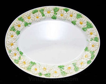 Metlox Flowers Oval Serving Platter - Sculptured Daisy - Poppytrail - R42035E