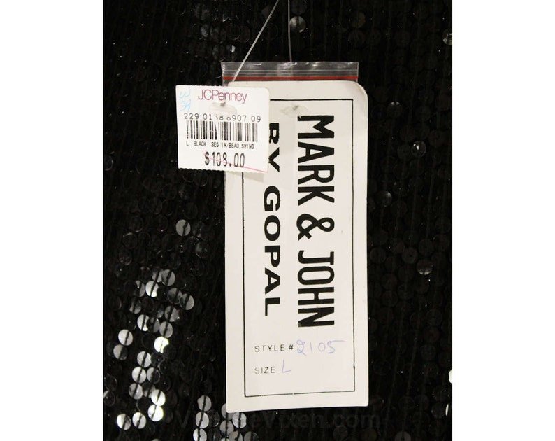 Bias Cut Flirty Flare Skirt Criss Cross Back Neckline NWT Deadstock Size 8 Black Cocktail Dress 1990s Black Beads Sequins /& Silk