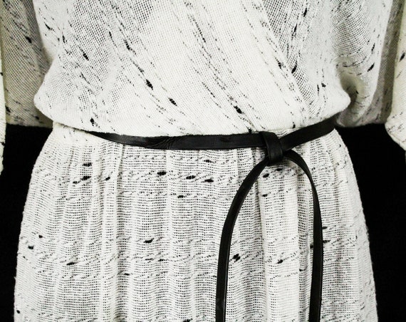 Large Boho Dress - 1970s 80s White & Black Openwo… - image 5
