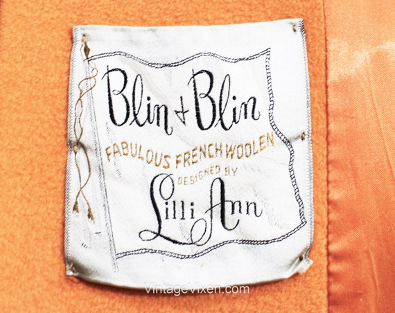 Lilli Ann Coat - 50s 60s Tangerine Orange French … - image 8