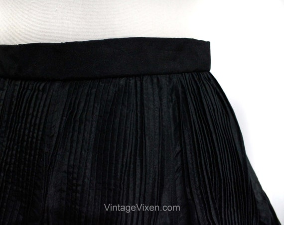 1890s Black Silk Skirt with Accordion Pleats & Ch… - image 3
