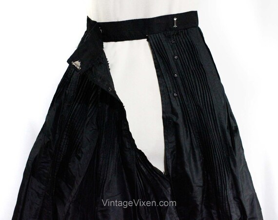 1890s Black Silk Skirt with Accordion Pleats & Ch… - image 9