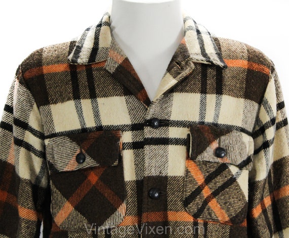 Men's 1960s Jacket - Brown Plaid Jacket - Working… - image 2