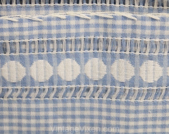 1950s Gingham Skirt - Light Blue Checked Cotton 5… - image 7