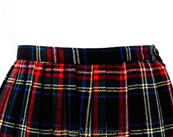 Size 2 Tartan Plaid Wool Full Skirt - XS Black Re… - image 2