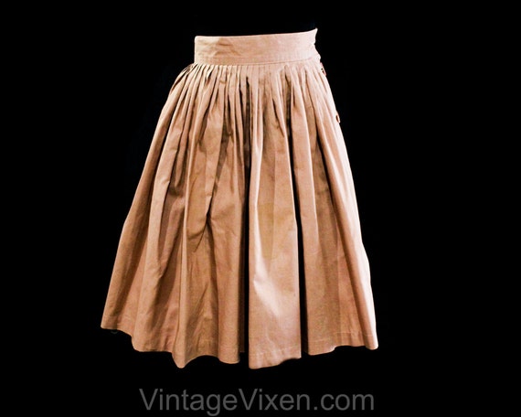 XXS 1940s Full Skirt - Size 2 Mocha Brown Pleated… - image 1