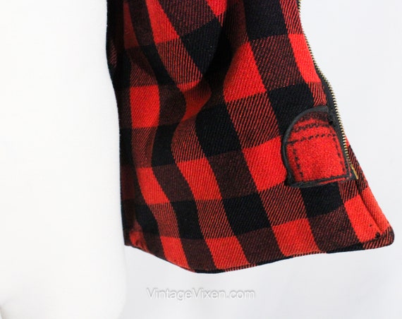 Men's 1940s Jacket - Red Plaid Long Sleeve Lumber… - image 4