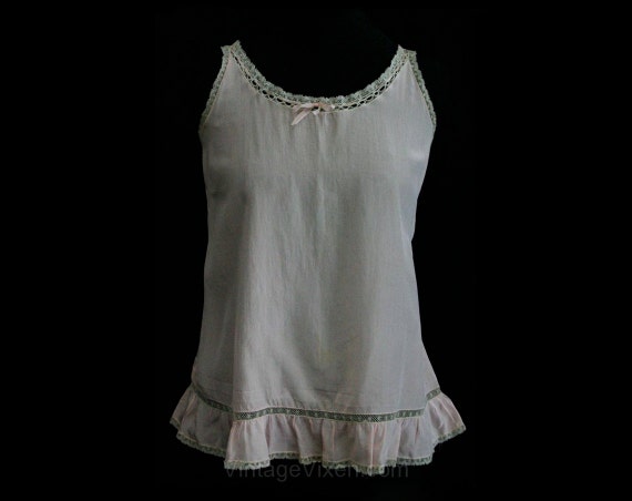 1920s Pink Crepe Toddler's Chemise with Ribbon & L