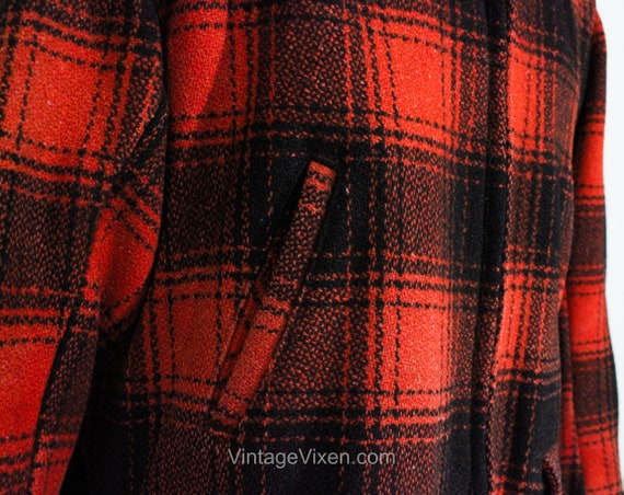 Men's 1940s Jacket - Red Plaid Long Sleeve Lumber… - image 3