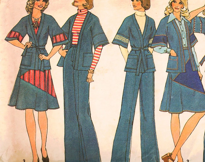 1975 Pant Suit Sewing Pattern 70s Misses Wrap Jacket Skirt & Etsy