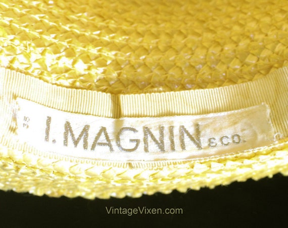 1960s Yellow Breton Hat from I. Magnin - Wide Sum… - image 9