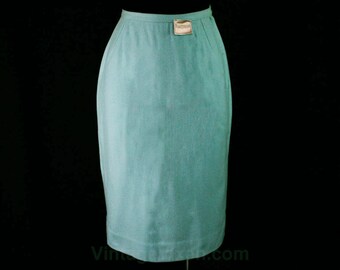 1950s Pastel Blue Skirt - Small Size 4 Wool Pencil Skirt - Spring Office Separates - Tailored 50s 60s Secretary NWT Deadstock - Waist 25