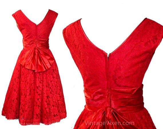 Size 4 1950s Red Party Dress - Fit & Flare Prom V… - image 10